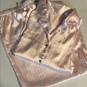 Silky Pink and white Pajama Set